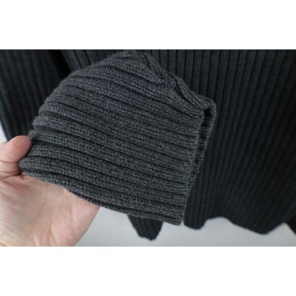 Vintage 90s Eddie Bauer Mens 3XLT Faded Heavy Cotton Ribbed Knit Sweater Gray - Picture 6 of 10
